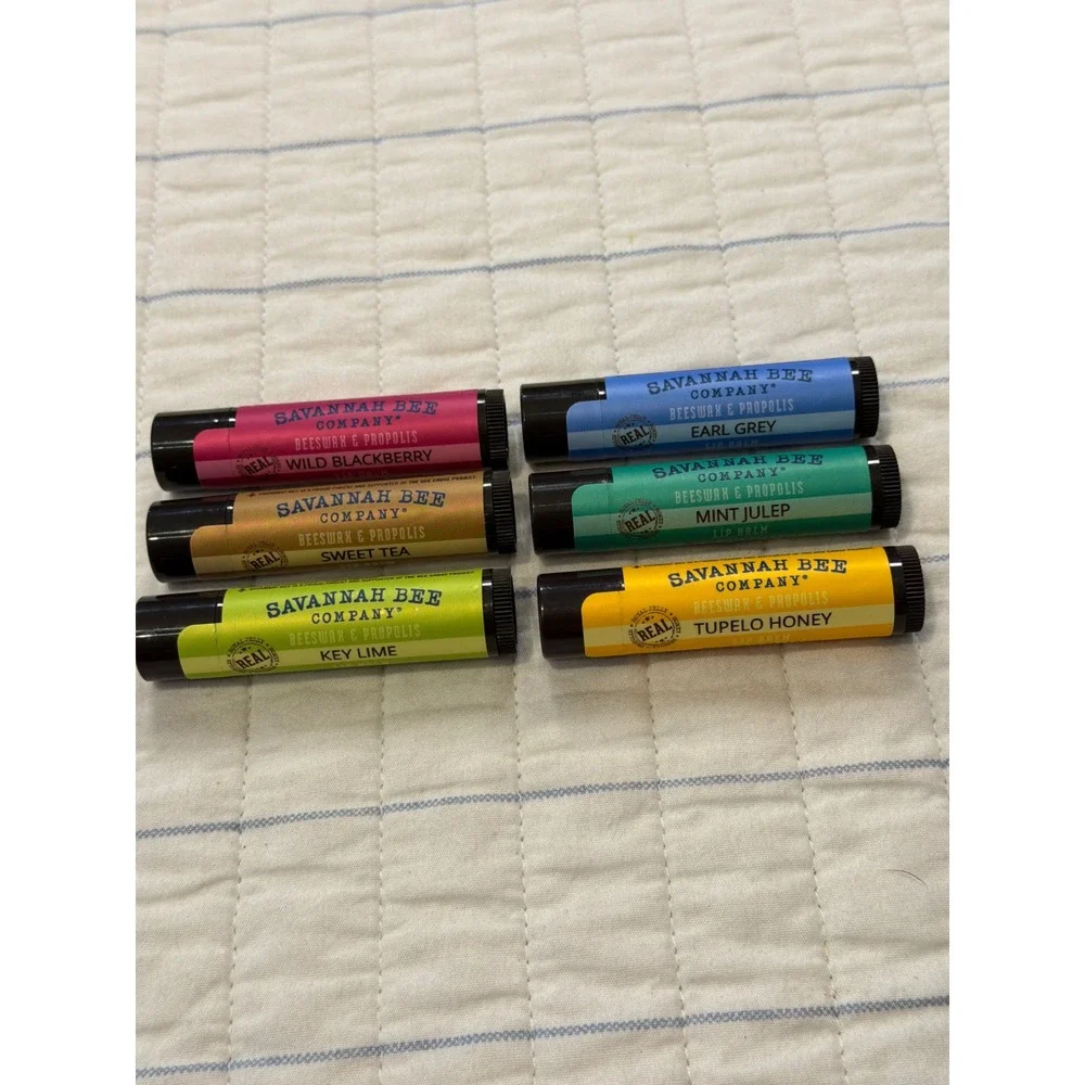 Savannah Bee Company Beeswax & Propolis Lip Balm Set 6 Flavors Tupelo Honey Lime